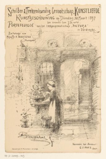 Invitation of the Painter and Drawing Society "Kunstliefde" for an art viewing, 30 March 1897