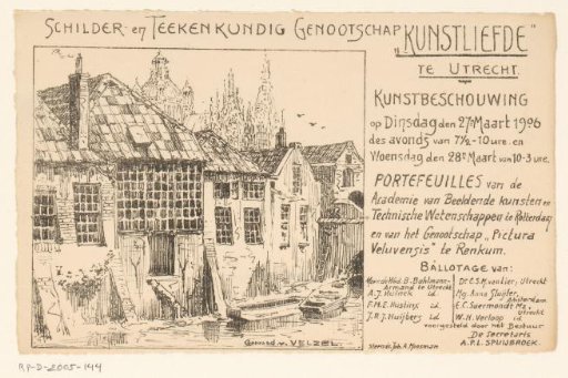 Invitation of the Painter and Drawing Society "Kunstliefde" for an art viewing, 27 March 1906