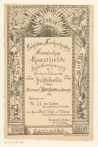 Invitation of the Painter and Drawing Society "Kunstliefde" for an art viewing, 22 February 1898