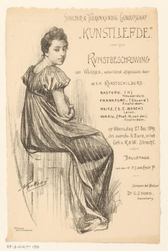 Invitation of the Painter and Drawing Society "Kunstliefde" for an art viewing, 27 December 1899