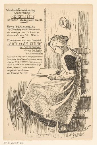 Invitation of the Painter and Drawing Society "Kunstliefde" for an art viewing, 28 February 1911
