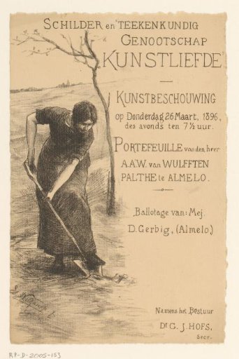 Invitation of the Painter and Drawing Society "Kunstliefde" for an art viewing, 26 March 1896