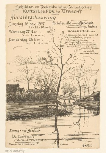 Invitation of the Painter and Drawing Society "Kunstliefde" for an art viewing, 26-28 November 1907