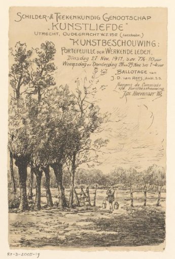 Invitation of the Painter and Drawing Society "Kunstliefde" for an art viewing, 27 November 1911