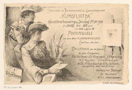 Invitation of the Painter and Drawing Society "Kunstliefde" for an art viewing, 27 October 1903