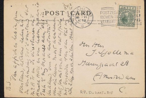 Postcard to Joop Sjollema
