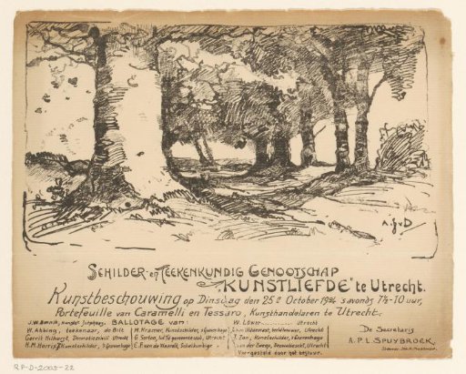 Invitation of the Painter and Drawing Society "Kunstliefde" for an art viewing, 25 October 1904