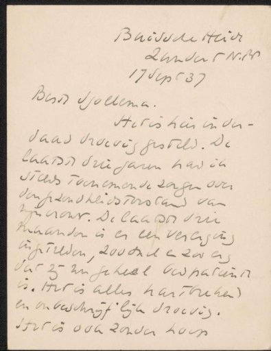 Letter to Joop Sjollema