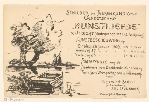 Invitation of the Painters' and Draftsmen's Society "Kunstliefde" for an art viewing, 26-28 January 1909