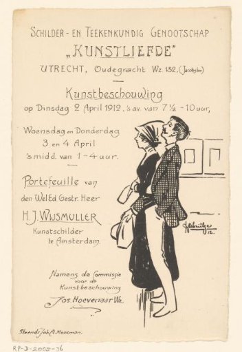 Invitation of the Painter and Drawing Society "Kunstliefde" for an art viewing, 2-4 April 1912