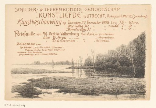 Invitation of the Painters' and Draftsmen's Society "Kunstliefde" for an art viewing, 29-31 December 1908