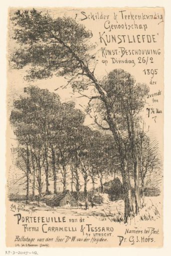Invitation of the Painter and Drawing Society "Kunstliefde" for an art viewing, 26 February 1895