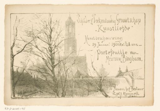 Invitation of the Painter and Drawing Society "Kunstliefde" for an art viewing, 29 January 1901