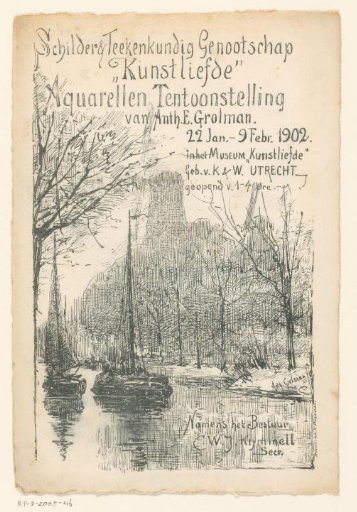 Invitation of the Painter and Drawing Society "Kunstliefde" for the watercolor exhibition of Anth. E. Grolman, 22 January to 9 February 1902