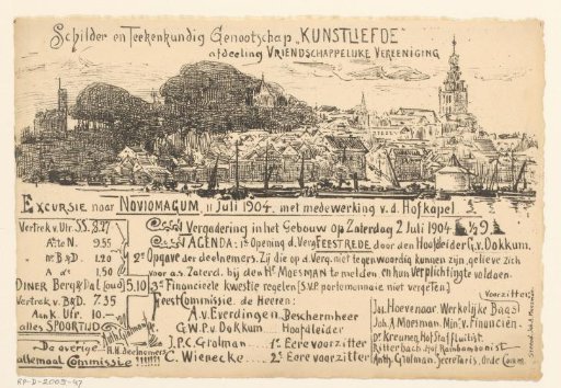 Invitation of the Painter and Drawing Society "Kunstliefde" for a meeting, 2 July 1904