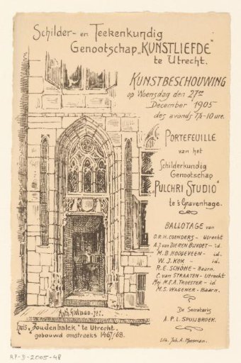 Invitation of the Painter and Drawing Society "Kunstliefde" for an art viewing, 27 December 1905