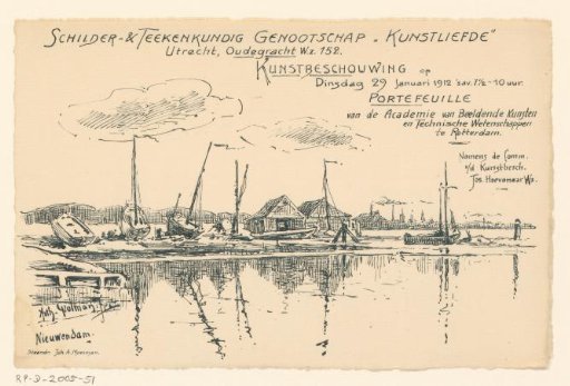 Invitation of the Painter and Drawing Society "Kunstliefde" for an art viewing, 29 January 1912