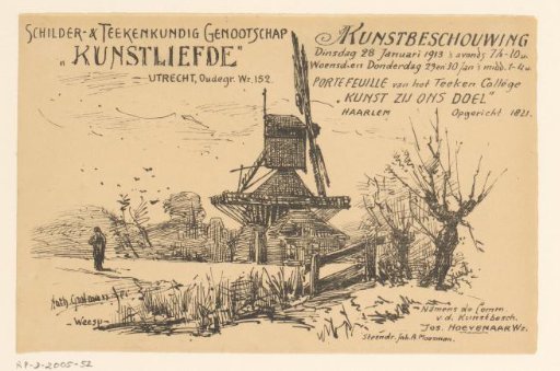 Invitation of the Painter and Drawing Society "Kunstliefde" for an art viewing, 28-30 January 1913