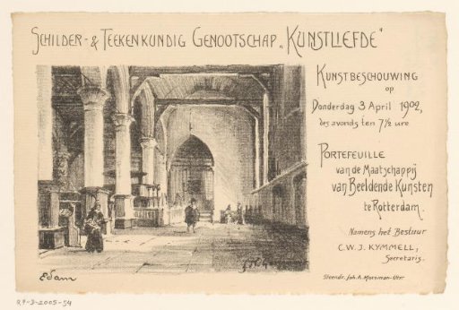 Invitation of the Painter and Drawing Society "Kunstliefde" for an art viewing, 3 April 1902