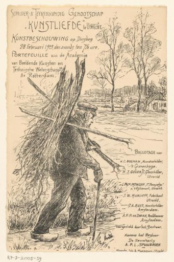 Invitation of the Painter and Drawing Society "Kunstliefde" for an art viewing, 28 February 1905