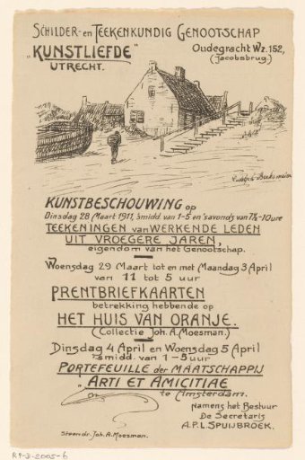 Invitation of the Painter and Drawing Society "Kunstliefde" for several art viewings, 28 March - 5 April 1911