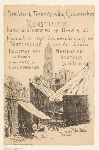 Invitation of the Painter and Drawing Society "Kunstliefde" for an art viewing, 26 November 1895