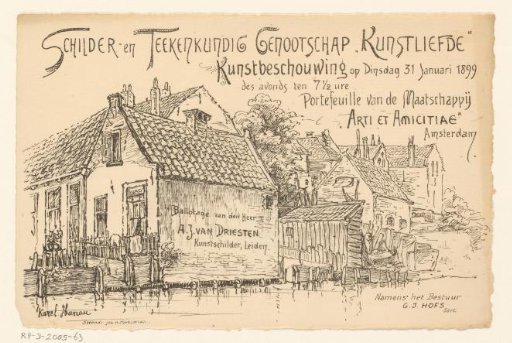 Invitation of the Painter and Drawing Society "Kunstliefde" for an art viewing, 31 January 1899