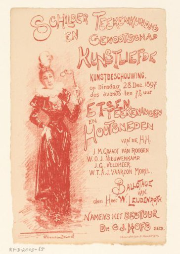 Invitation of the Painter and Drawing Society "Kunstliefde" for an art viewing, 28 December 1897