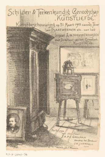 Invitation of the Painter and Drawing Society "Kunstliefde" for an Art Viewing, 31 March 1903