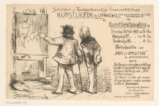 Invitation of the Painter and Drawing Society "Kunstliefde" for an art viewing, 26, 27 and 28 February 1907