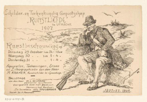 Invitation of the Painter and Drawing Society "Kunstliefde" for an art viewing, 29-31 October 1907