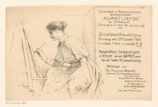 Invitation of the Painter and Drawing Society "Kunstliefde" for an art viewing, 25 October 1910