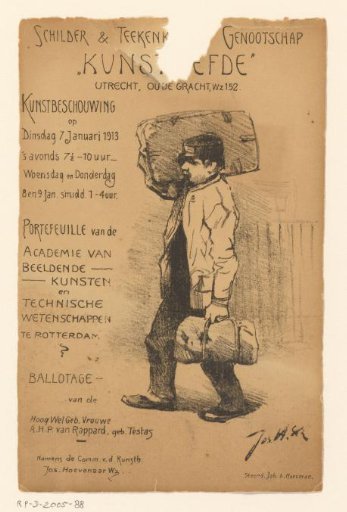 Invitation of the Painter and Drawing Society "Kunstliefde" for an art viewing, 7 January 1913