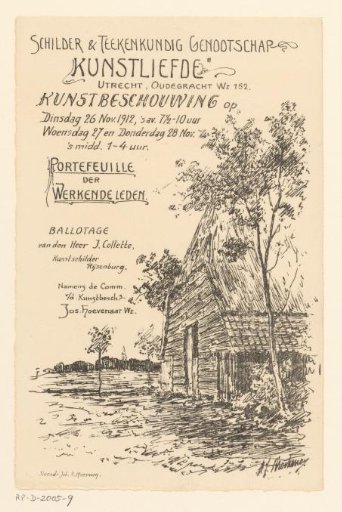 Invitation of the Painter and Drawing Society "Kunstliefde" for an art viewing, 26-28 November 1912