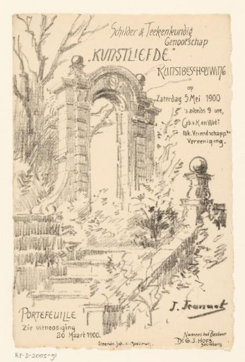 Invitation of the Painter and Drawing Society "Kunstliefde" for an art viewing, 5 May 1900