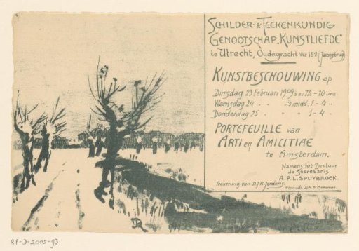 Invitation of the Painters' and Draftsmen's Society "Kunstliefde" for an art viewing, 23-25 February 1909