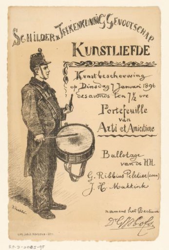 Invitation of the Painter and Drawing Society "Kunstliefde" for an art viewing, 7 January 1896