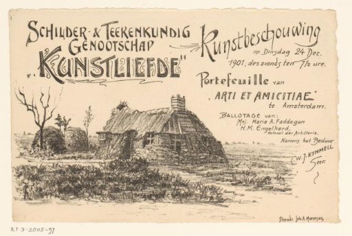 Invitation of the Painter and Drawing Society "Kunstliefde" for an art viewing, 24 December 1901