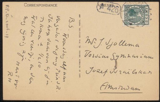Postcard to Joop Sjollema