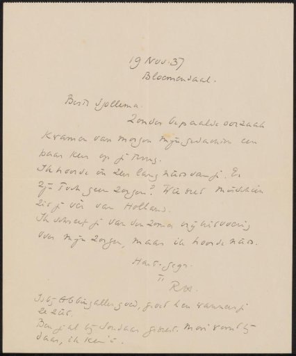 Letter to Joop Sjollema