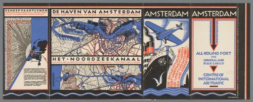 Advertising folder for the port and airport of Amsterdam