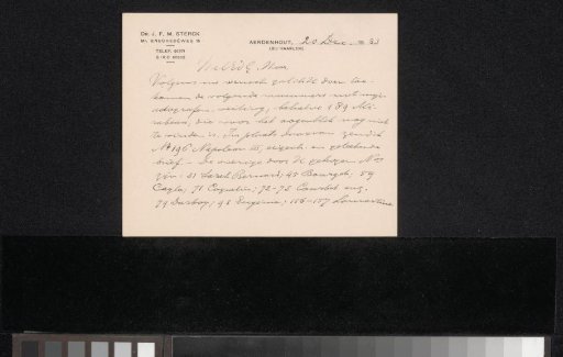 Letter to Mr. J.J.W.B. van Dijck