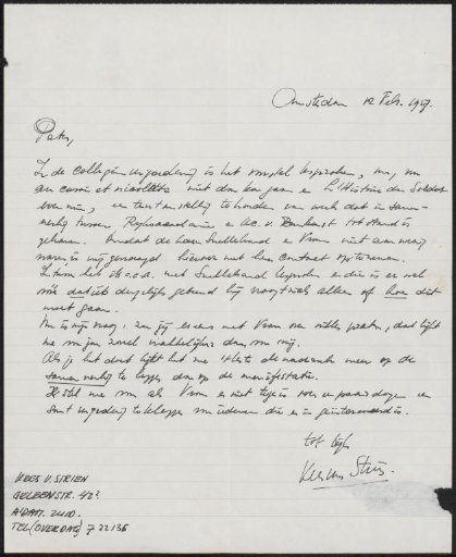 Letter to Peter Vos