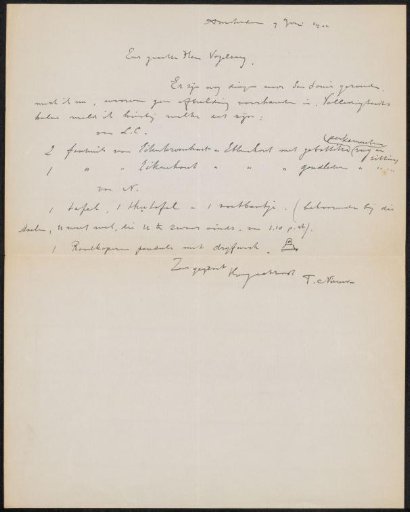 Letter to Willem Vogelsang