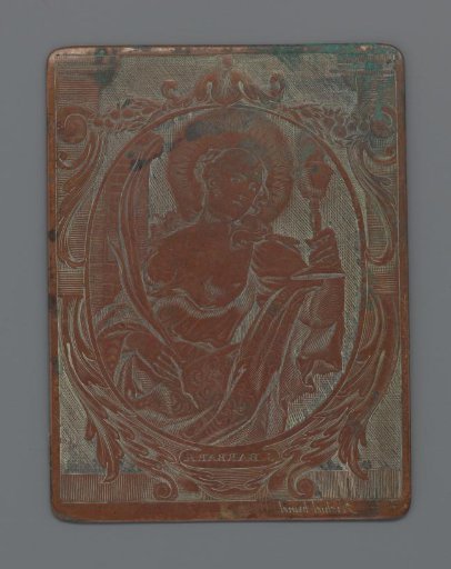 Copperplate with Saint Barbara
