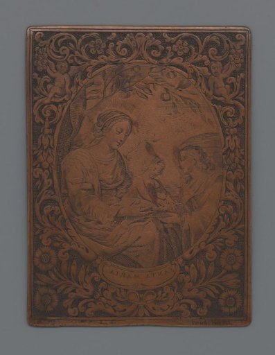 Copperplate with Mary and Child and an Angel