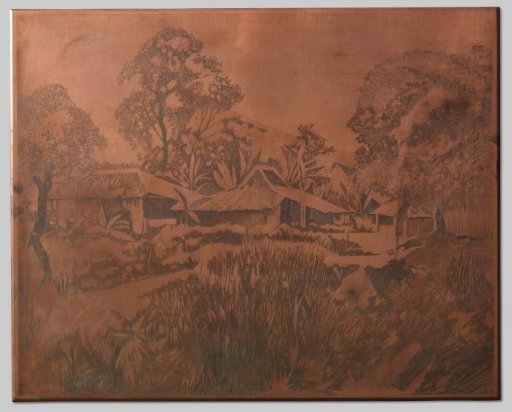 Buitenzorg, kampong houses, Salak and Cedeh to the right in the background