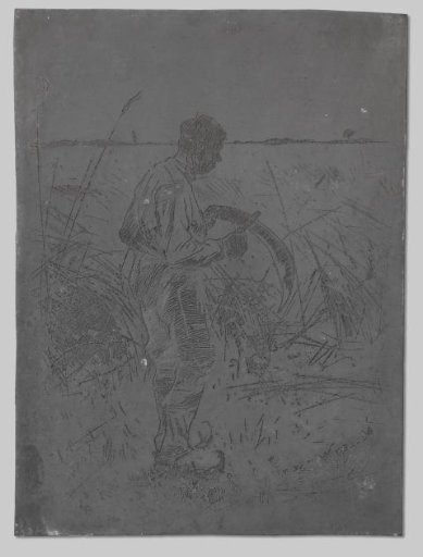 Peasant in the Field, Sharpening a Sickle