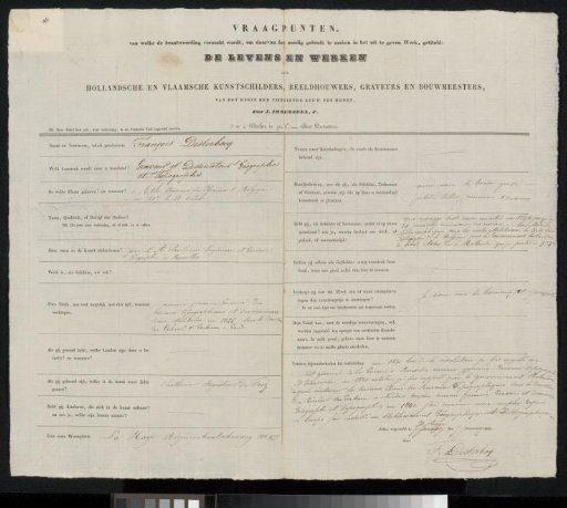 Questionnaire filled out by François Desterbecq