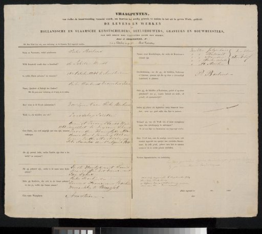 Questionnaire concerning Pieter Pietersz. Barbiers